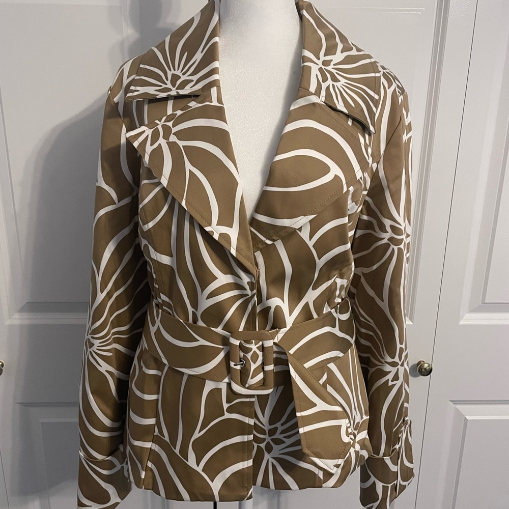 INC tan and white patterned blazer